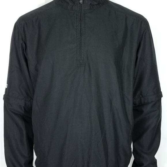 Ping black white lightweight 1/4 zip windbreaker jacket zip off sleeves Medium - Picture 1 of 8